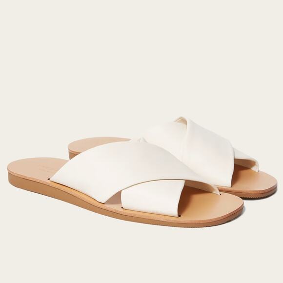 Everlane Day Crossover Sandals Size 9 Leather Cream Flat Slip On - Picture 8 of 8